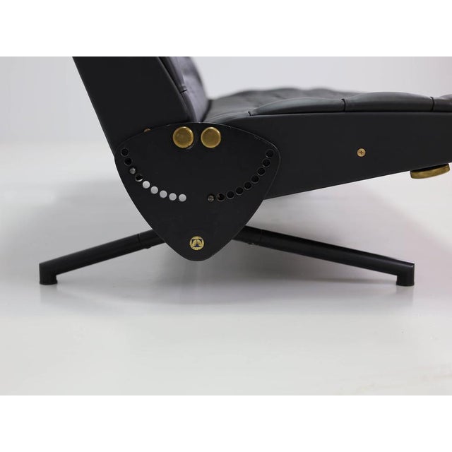 Metal Adjustable Sofa Bed in Quilted Leather by Osvaldo Borsani for Tecno, 1970 For Sale - Image 7 of 18