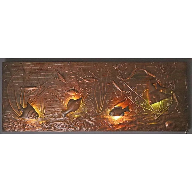 Underwater Illuminated Copper Relief with Fish, 1950s For Sale - Image 9 of 12