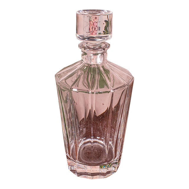 Vintage Brandy Decanter, English, Glass, Spirit Bottle, Art Deco, Mid Century For Sale