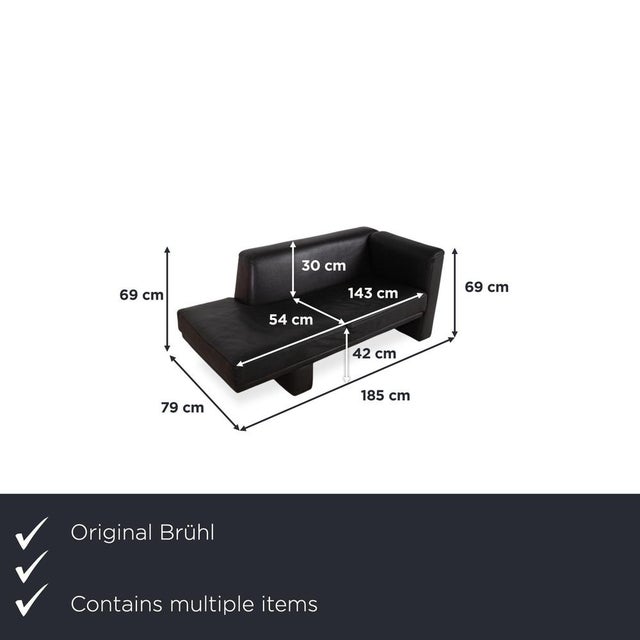 Modern Visavis Leather Set Three-Seater Sofa Couch Chaise Lounge in Black by Brühl, Set of 2 For Sale - Image 3 of 18