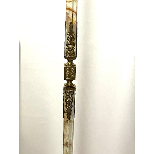 Single Brass and Onyx Bead Glass Shade Cherub Floor Lamp, 1950s For Sale - Image 4 of 11