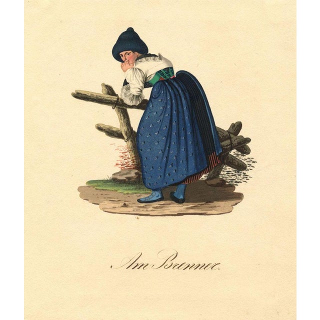 Local Costume of Brenner, South Tyrol, Early 19th Century, Gouache Painting For Sale - Image 4 of 4