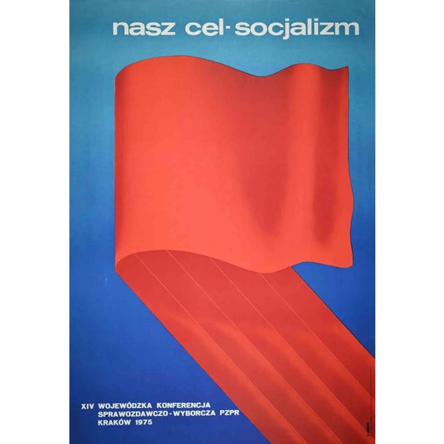 Poster of the conference on socialism is an original Polish offset print realized in 1975 in Krakow. Dated on the plate on...