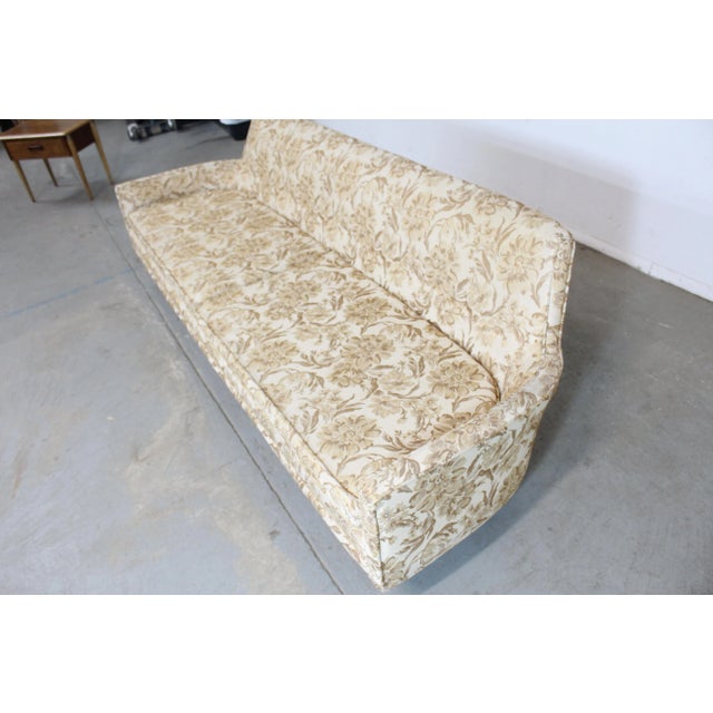 Mid-Century Modern Mid-Century Elongated Curved Back 90" Sofa on Pencil Legs For Sale - Image 3 of 9