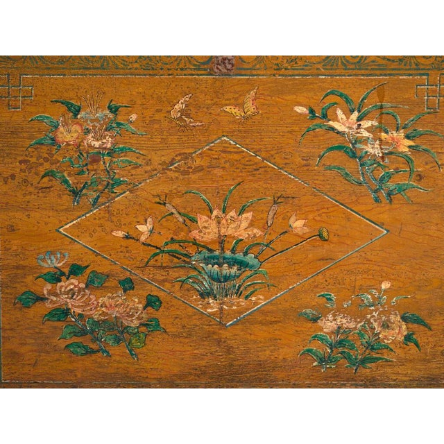 Antique Chinese Painted Trunk in Elm, 1900 For Sale - Image 9 of 13