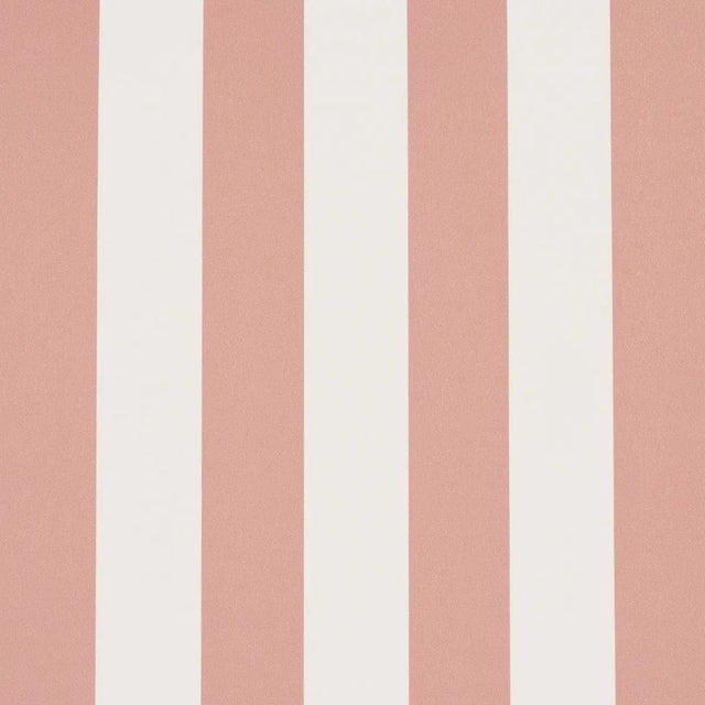 Schumacher Emma Stripe Wallpaper In Coral For Sale