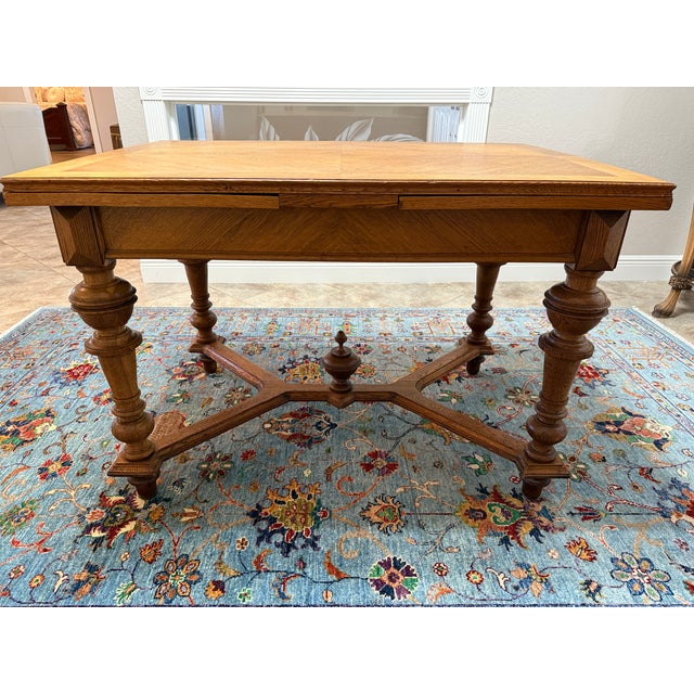 Antique Oak Draw Leaf Table For Sale - Image 9 of 14