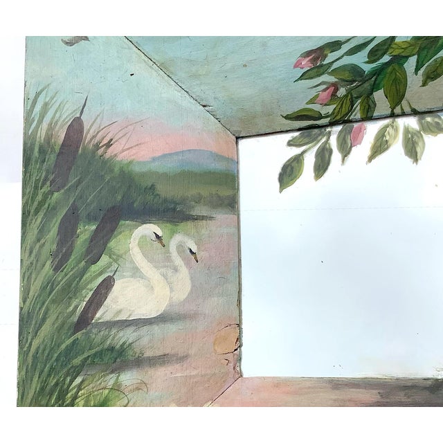 Wood Early 1900s Hand Painted Mirror For Sale - Image 7 of 10