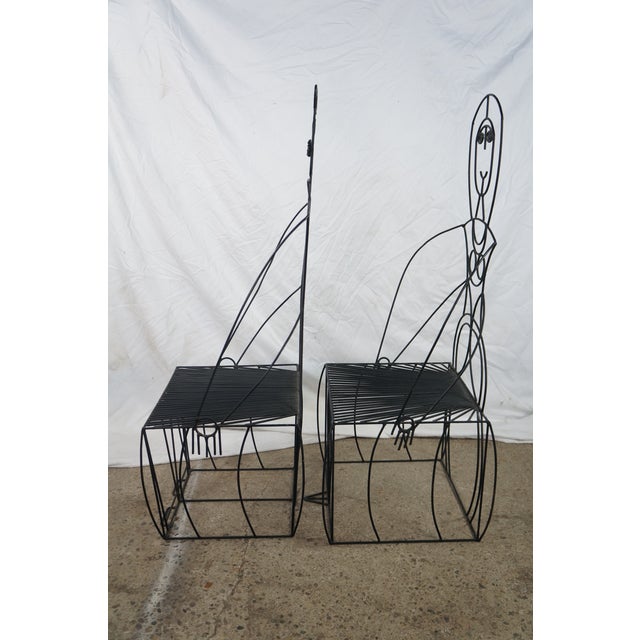 2 John Risley 1960s Welded Steel Mr. & Mrs. Figural Peoples Chairs MCM 51" For Sale - Image 14 of 18