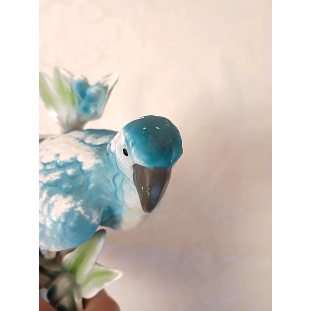 Blue and White Royal Sealy Porcelain Parrot Figurine Old Florida Chinoserie Style For Sale - Image 9 of 10