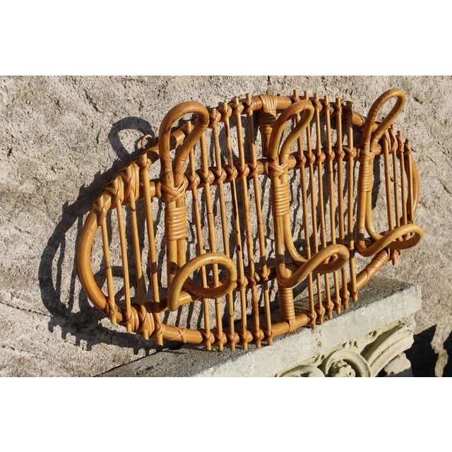 Vintage Rattan Coat Rack, Italy, 1960s For Sale - Image 3 of 8