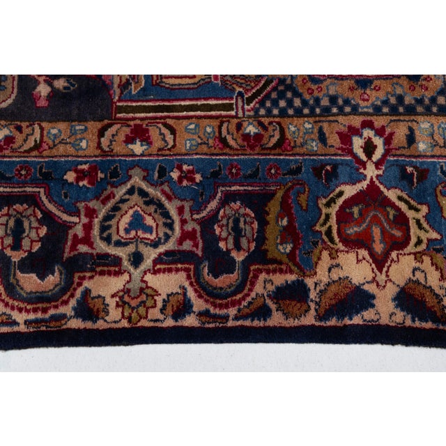 1940s 1940s Handmade Kashmar Persian Wool Rug in Navy Blue With Allover Motif For Sale - Image 5 of 9
