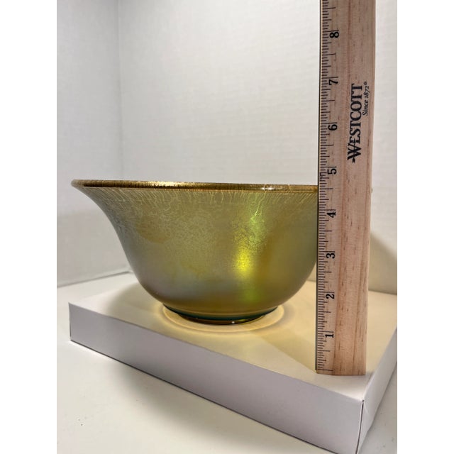 Gold Vintage Gold Iridescent Art Glass Decorative Bowl For Sale - Image 8 of 8