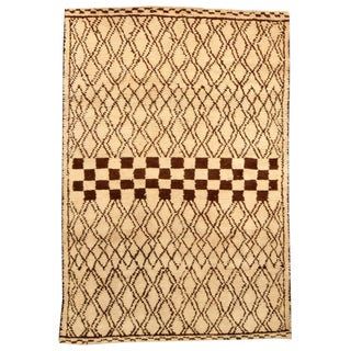 Modern 1790 Moroccan Rug in Beige and Brown by Doris Leslie Blau For Sale
