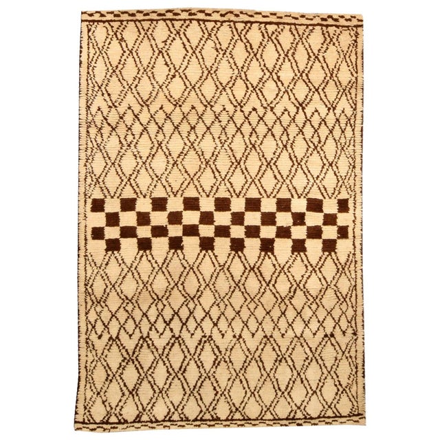 Modern 1790 Moroccan Rug in Beige and Brown by Doris Leslie Blau For Sale