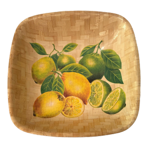 Vintage Citrus Chic Lemon and Lime Woven Bamboo Bowl