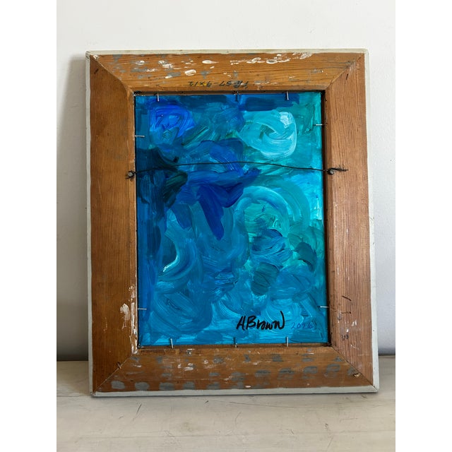 Contemporary Original Alexandra Brown Pop Floral Still Life Painting Chunky Vintage Frame For Sale - Image 4 of 5