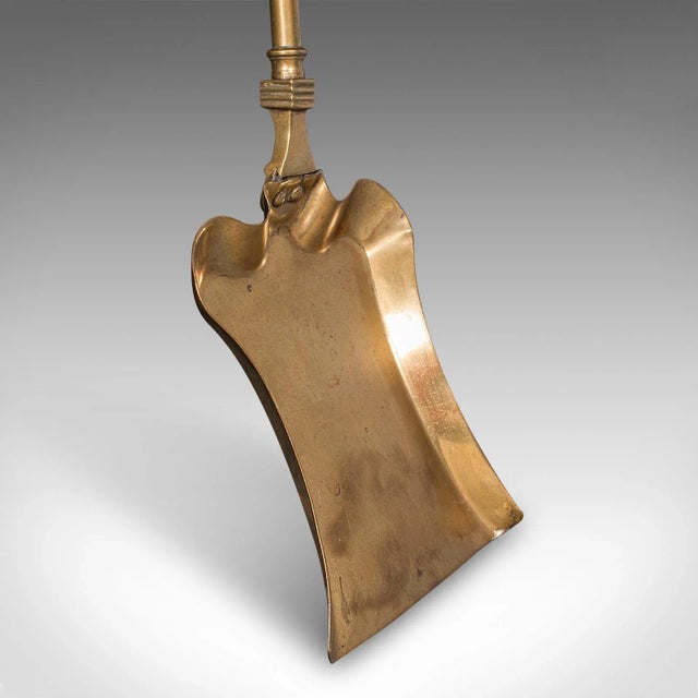 Antique Fire Tool Set, English, Brass, Shovel, Tongs, Poker, Victorian, c.1870 For Sale - Image 6 of 12
