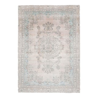 1970s Vintage Persian Handmade Wool Cotton Beıge Area Rug For Sale
