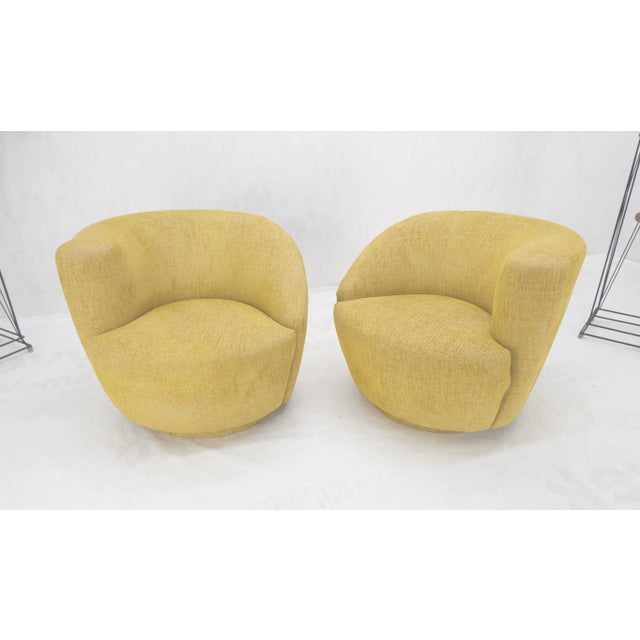 Pair of Vladimir Kagan for Directional Nautilus Chairs Yellow Gold MINT! For Sale - Image 12 of 15