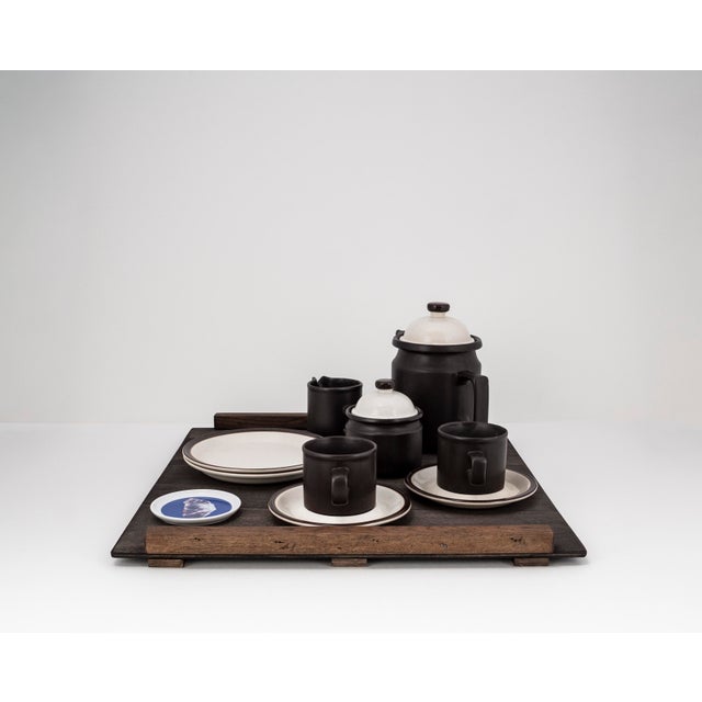 Brutalist Tête-À-Tête for Two on Wooden Tray from Doverstone & Fürstenberg, 1960s, Set of 12 For Sale - Image 4 of 17