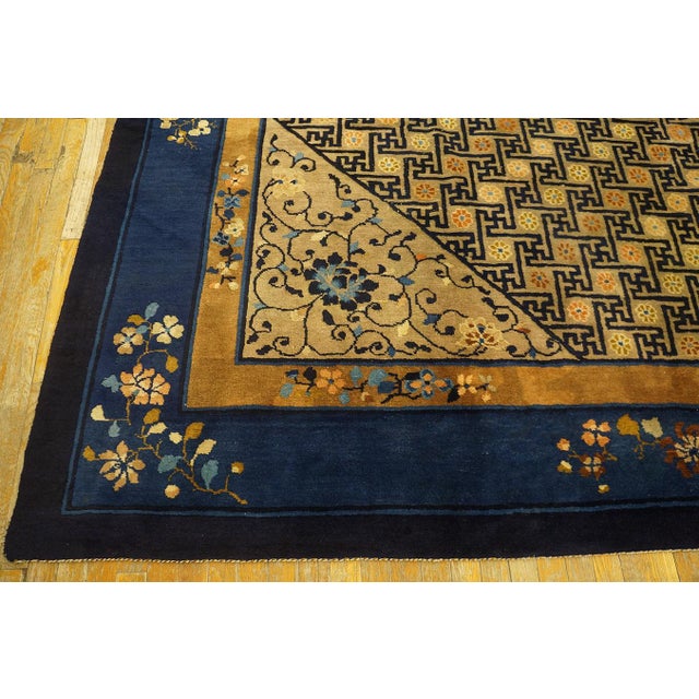 Antique Peking Chinese Medallion Beige 1900s Rug, Circa Date: 1900s. This exceptional piece exemplifies the geometric...