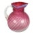 Cranberry & Opalescent Swirled Glass Juice Pitcher With Ruffled Rim 20thC For Sale