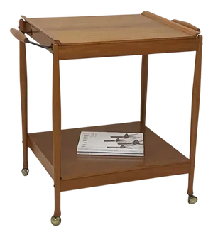 Vintage Bar Cart in Wood and Brass, 1950s
