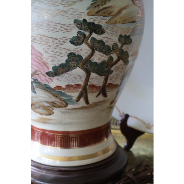 Antique Meiji Japanese Satsuma Procession Jar Lamp by Jukō For Sale - Image 15 of 18