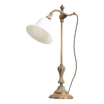 Antique French Brass Rise and Fall Pump Desk Lamp, 1890s For Sale