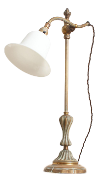 Antique French Brass Rise and Fall Pump Desk Lamp, 1890s