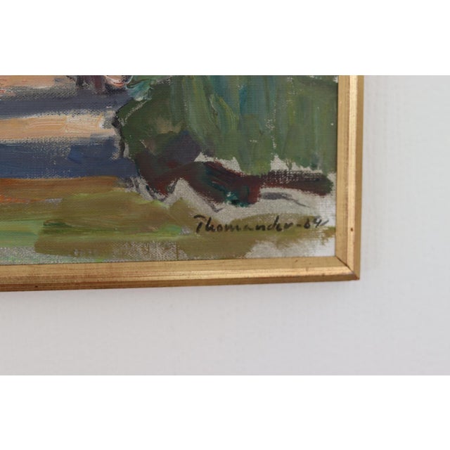 Original Swedish Oil on Canvas – “Örebro 2” by Harry Thomander – Signed & Dated 1964, Framed 59 × 41 cm (23.2" × 16.1") A...