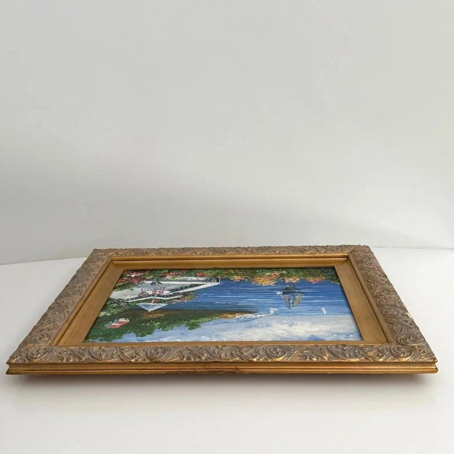 Blue 20th Century Mediterranean Coastal Painting For Sale - Image 8 of 10