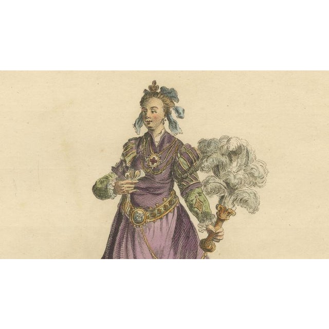 European School, Italian Noblewomen Costume from Naples, 1749, Paper Engraving For Sale - Image 6 of 10