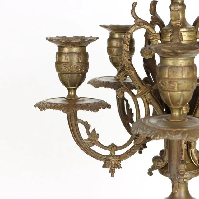 Bronze Clock with Candleholders, France, 19th Century, Set of 3 For Sale - Image 14 of 16