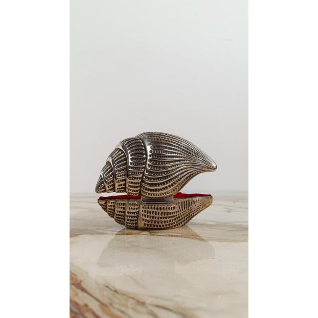 Vintage Triton Trumpet Shell Shaped Silver-Plated Metal Trinket Case Box, 1970s For Sale - Image 6 of 18