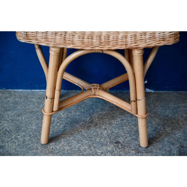 1970s Bohemian Ottoman Side Table in Rattan and Woven Wicker, 1970s For Sale - Image 5 of 8