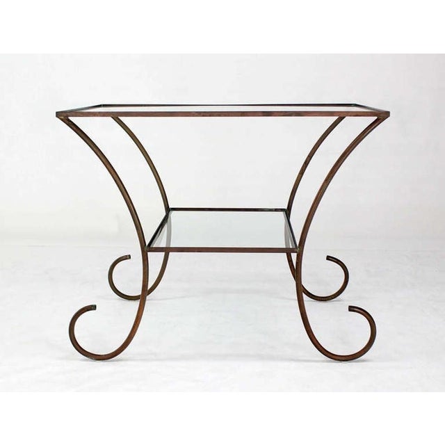 Mid-Century Modern Large Deco Style Solid Brass Serving Console Hall Table circa 1930s Nice Patina For Sale - Image 3 of 7