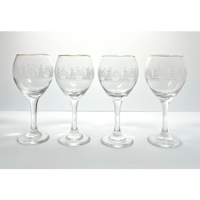 Lynn’s China “Pines” Set of 4 Wine, Water or All Purpose Glasses 7 3/4” 12oz Good contemporary condition. No chips,...