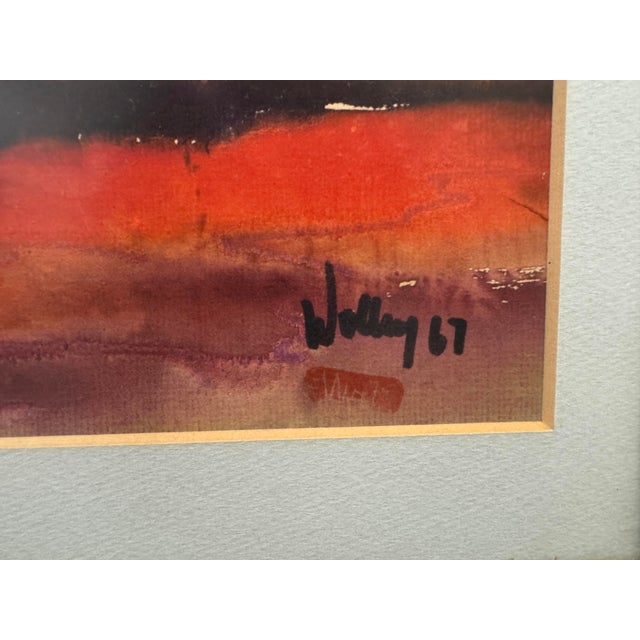 J. Chang Tropical Sunset Palm Trees Watercolor Painting, Signed For Sale - Image 9 of 12