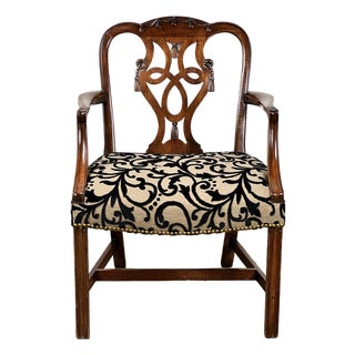 Antique George III Chippendale Open Arm Chair C. Early 19th Century For Sale