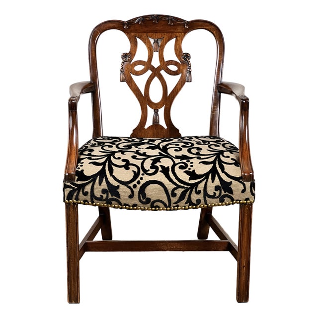 Antique George III Chippendale Open Arm Chair C. Early 19th Century For Sale