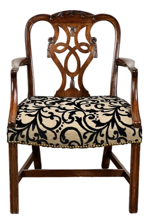 Antique George III Chippendale Open Arm Chair C. Early 19th Century