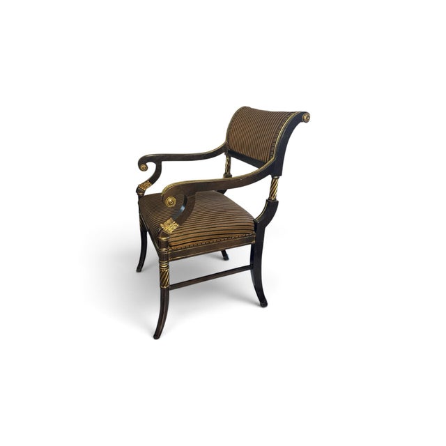 1990s Vintage Shelby Williams Regency Ebonized & Gilt Armchair For Sale - Image 5 of 11