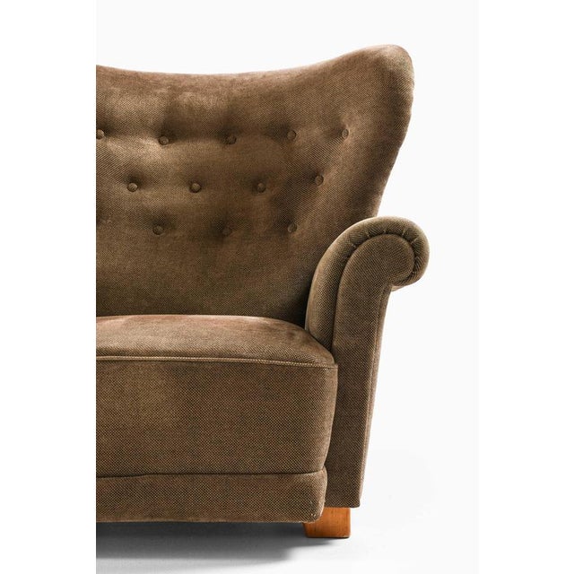 1940s Scandinavian Modern Easy Chair in Birch and Fabric by Elias Svedberg, 1940s For Sale - Image 5 of 10
