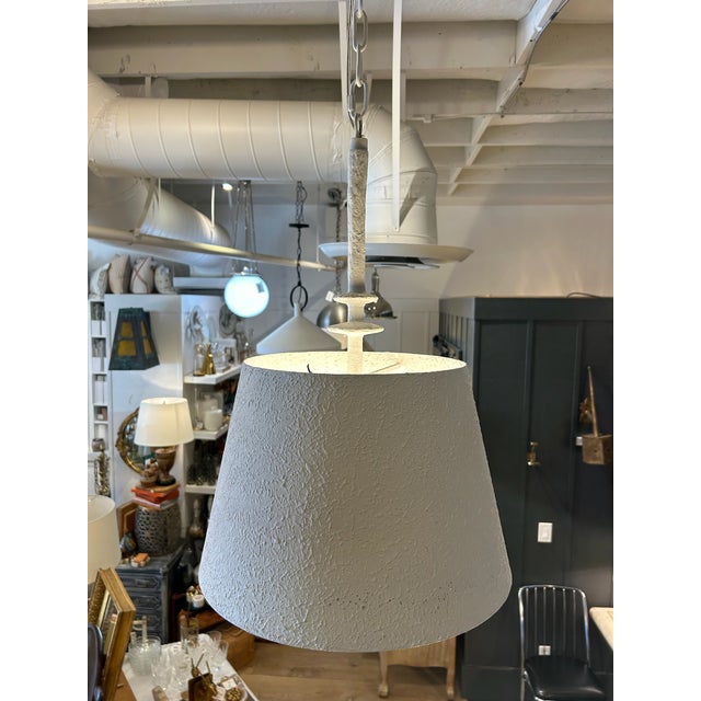 Sculpture Materials Metal Shade With White Plaster Finish For Sale - Image 7 of 11