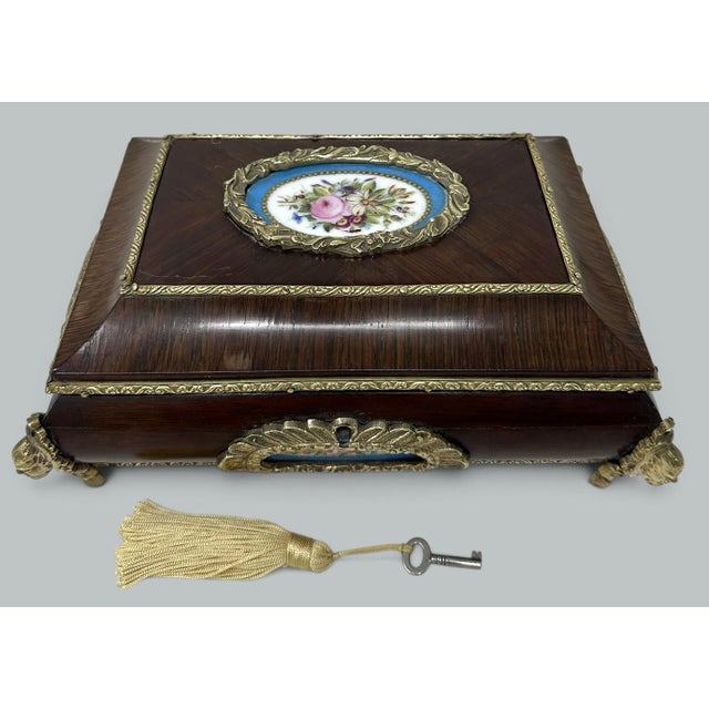 A Superb Example of a French Well Figured Wooden Jewellery Casket of very fine quality of rectangular form, featuring...