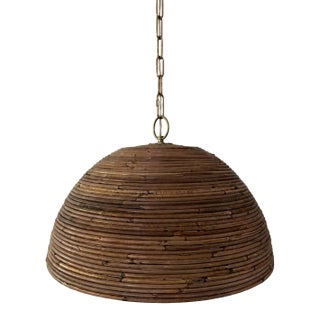 1970s Gabriella Crespi Rattan Italian Light Pendant For Sale