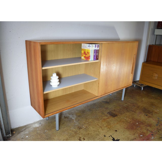 WK Möbel Vintage Oak Sideboard with Sliding Doors from WK Möbel, 1960s For Sale - Image 4 of 6