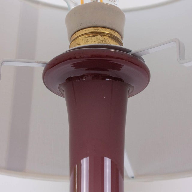 Portuguese Amethyst Opaline Glass Table Lamp, 1960s For Sale - Image 11 of 14